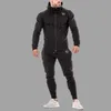 Chuqing Autumn and Winter Leisure Fitness Sports Running Suit Men s huva tröja Pants LJ201126