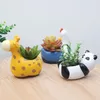 1 PZ Carino Giraffa Resina Pianta Grassa Vaso Decorativo Desktop Vaso di Fiori Mini Bonsai Fioriera Giardino di Casa Decor Y200709