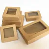 Multiple Sizes Brown Gift Paper Package Boxes with Clear Display Window Kraft Paper Airplane Holiday Gift Packing Boxes Candy Choc289Y