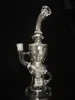 FTK 10 polegadas Hookahs Vidro Bongo Fab Ovo Torus Ferramentas de Fumaça Klein Recycler Tubos de Água Tubos de Fumo Tubulação de Óculos Rig Eril Dab Rigs 14.4mm Bongs Joint