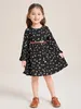 Robe à manches volantées et imprimé floral pour petites filles, sans ceinture, SHE