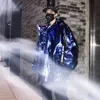 2019 New Fashion Maschio Nightclub Show Pu Giacca lunga in pelle Cappotto allentato Squadra giacca a vento streetwear hip hop Blu T200502
