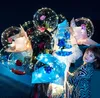 LED Bobo 풍선 빛나는 장미 꽃다발 빛 투명 거품 장미 공 발렌타인 선물 생일 웨딩 파티 장식 GGA3845-3