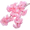 105 cm kryptering Cherry Blossom Branch Artificial Silk Flower 3 Fork Sakura String för bröllop Bakgrund Väggdekoration 10 st