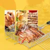 Non-Stick Rectangle Grilling Basket Folding BBQ Grill Vegetable Basket set Black Wood Handle BBQ Meat Barbecue Accessories Tool T200111
