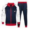 Mens Tracksuit definir dois peças esportes desgaste moda colorblock jogging terno outono outfits inverno roupas de ginástica 211230