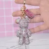 18 color Full Rhinestone diamond Cartoon Pendant Bear Crystal Keychain Ring Holder Pendant Bag Women's Handbag Key Chain Valentine gift