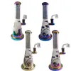 Wholesale Showerhead Perc Hookahs Rainbow Colorful Straight Type Style Water Pipe With Quartz Banger Oil Dab Rig Hookah 14.5mm Female Joint ZDWS2005