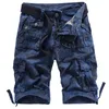 Heren Zomer Casual Losse Camouflage Cargo Shorts Men Multi-Pocket 100% Katoen Straat Militaire Knielengte Strand 220301