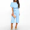 Office Wear Overalls For Women Elegant Brief Short Sleeve Playsuit High Street Straight Leg Jumpsuit With Belt Macacao#ssw T200107