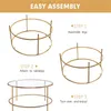 US stock Round Coffee Table Gold Modren Accent Table Tempered Glass Side Table for Home Living Room Mirrored Top/Gold Frame a04