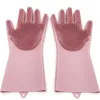 Силиконовые перчатки с щеткой повторно используемым безопасным силиконовым блюдом для мытья перчатки теплостойкие перчатки на кухнях
