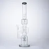 Bong in vetro grande Narghilè Drum Barrel Perc Recycler Tubi per l'acqua Vetro spesso Olio Dab Rigs Percolatore a razzo a fessura Bong con giunto femmina da 14 mm con ciotola