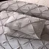 Luxury Classic 2/ Bedclothes Duvet Cover Sets with Pillowcase Solid Color Pleat Bedding Set Single Queen King Size Bed Linen LJ201015