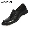 Dxkzmcm en cuir homme d'affaires modes de tenue de tenue noire pointues