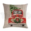 Kudde-Case Juldekorationer Röd Pickup Truck Christmas Tree Serie Pillow Case Cushion Cover Hushållsartiklar 45 * 45cm T500450