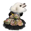 Handgefertigte Hundebekleidung Kleidung Kleid Pelzkragen warme schwarze Domineering Blumen Blüte Winterkatze Haustier Outfit Florida5291663