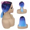 Synthetische Haarperiere Ombre Black to Purple Mix Bluepinkgrey kurze Straight Perücken für Frauen Cosplay oder Party7759956