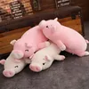 Squishy Pig Stuffed Doll Lying Plush Piggy Toy White / Pink Animals Soft Plushie Hand Warmer Blanket Kids Comforting Gift LJ200915
