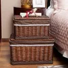 Laundry Basket Handmade Wicker With a lid Dotted Cloth Large Capacity Brown Sundry Clothes Books Storage Basket Indoor Furnitur LJ201204
