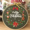 Sıcak Ev Noel DIY Nakış Başlangıç ​​Kiti Noel temalı Desen Nakış Çember Pamuk Keten Bez İplik İğne İşi Dikiş Craft KD1