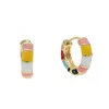 Earring Gold Color Pastel Rainbow Enamel Colors Circle Huggie Hoop European Women Trendy Colorful Earrings