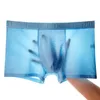 4 unids malla boxer shorts ropa interior fresca hielo seda hombres boxeador calzoncillos súper transpirables hombres sexy delgado hombre bragas l-3xl 201023