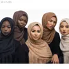 (100 pcs / lote) bolha liso enrugamento hijab cachecol fringes mulheres macio sólido hijabs popular muffler xales muçulmano envoltório novo desenhos