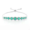 New fashion adjustable length round cut lab grown emerald bezel setting 10k solid gold bracelets for women