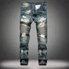 Męskie dżinsy męskie Rozerwane wiosenne jesienne Slim Fit Derech Denim Pants Mężczyzna plisowany motocykl motocyklowy Hip Hop Pantalon Homme 42 40229H