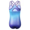 BAOHULU One-Piece Strap Ballet Leotard Gradient Blue Gymnastics Practice Costumes Children Tank Activewear Bodysuit3306
