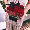 Rose stockage transparent maquillage organisateur acrylique fleur boîte pour filles cadeau Y1113
