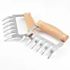 304 Forks en métal à viande en acier inoxydable avec manche en bois BBQ CHAISER CLAWS OUTILS