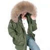 Maomaokong Natural Fur Ra​​ccoon Lining Women's Winter Jacket Park無料の自然な毛皮のアライグマの女性用コートで刺繍