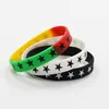 50 pçs / lote multi cor de cinco pontas de estrela, clássico impresso hip hop silicone pulseira, presente de promoção, pulseira de silicone