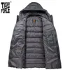 Tiger Force Men's Winter Jacket with Hooded Dark gray long Thick Business Casual Sports Thick Parka men coat 70701 201217