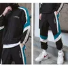 Mens Sportswear Set Moda Baskı Gündelik Jacketsports Pants 2 Parça Sonbahar Setleri Fermuar Siyah Jogging Sportswear 201204