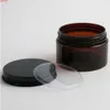 24x120g Boş Amber Pet Plastik Kozmetik Krem Pot Kavanoz Kapları ile Yemek Kapakları PVC Pad 4oz 120cChigh Qualtity