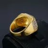 Iced Out Bling Full Charm Tready Square Copper Zircon Ring For Men Women Jewelry Gold Size293h