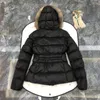 Autumn and Winter New MON Down Jacket with Hood and Belt Fur Collar Waist Down Jacket Slim Tailoring Lightweight and Simple Jacket Y16-W0918
