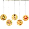 Christmas Tree Round Light LED Colorful Painting Hanging Ornament Battery Curtain Lights Pendant New Year Gift Party Decoration LSK1533