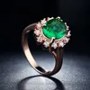 Wedding Rings Vintage 585 Rose Gold Color Green Round Crystal For Women Elegant Engagement Ring Anel Kr013