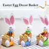 New Easter Rabbit Basket for Egg Hunting Activity Kindergarten Color Bamboo Basket Animal Small Bucket Easter Children DIY Gifts F5173 C0224