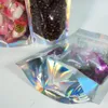 100 stks / 20x30cm laser kleur buidel, holografische kleur doorschijnend stand-up aluminisatie folie rits tas, plastic zip dyypack food opslagpakket
