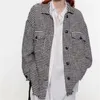 sping inverno ovsrsize giacca a quadri donne giacca invernale casual bottone allentato cappotto di tweed signore ufficio outwear LJ200813