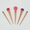 makeup brushes sets cosmetics 5 bright color rose gold Spiral shank unicorn screw makeup tools8617683