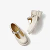 Dames Lolita Shoes Calf Lederen Mary Jenny T-riem Ronde Hoofd Metalen Ketting Decoratie JK 2 9