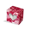 Valentine's Day Gift Wrap Box Cookie Cupcake Favors Box with PVC Heart Shaped Window for Lover Wedding Birthday Party Boxes