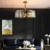 Lustre en cristal rond éclairage salon chambre lampe suspendue luminaires de luxe en or AC 110V 240V