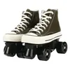 2021 NEW CANVAS Women Flashing Quad Roller Skates Shoes 4 Wheels اثنين